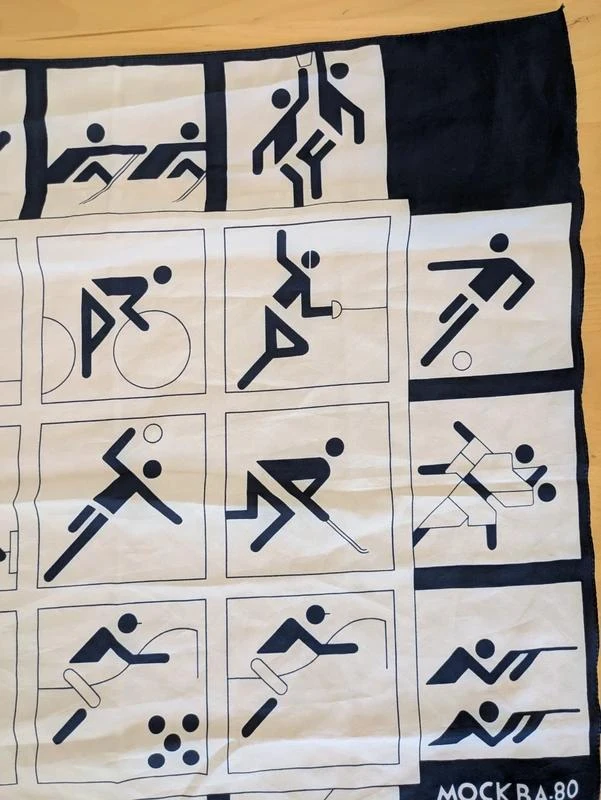 Lenço vintage dos jogos olímpicos de verão de 1980 Mobka 80 fabricação francesa – photo 4